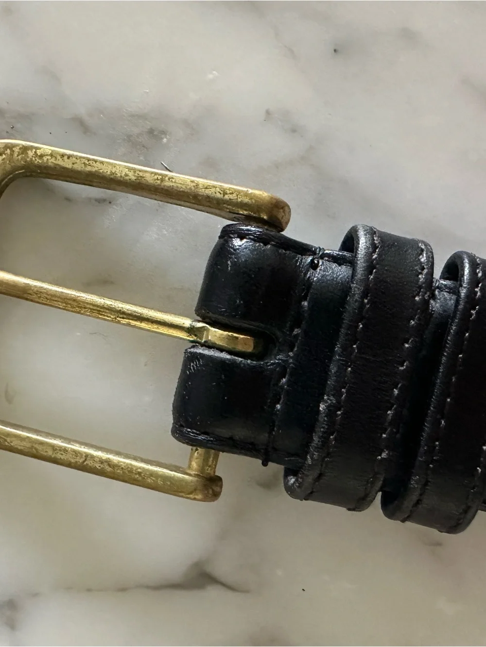 Vintage Coach Black Leather Belt with Gold Buckle